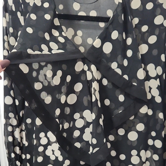 Zara Black and Cream Polka Dot Blouse - Picture 2 of 6